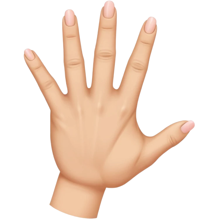 there's a space between thum and index finger. While index, middle, and ring finger are close to each other and there's also a space between ring and pinky finger. emoji