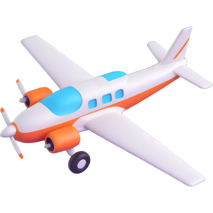 3D emoji-style airplane, Microsoft Fluent look emoji