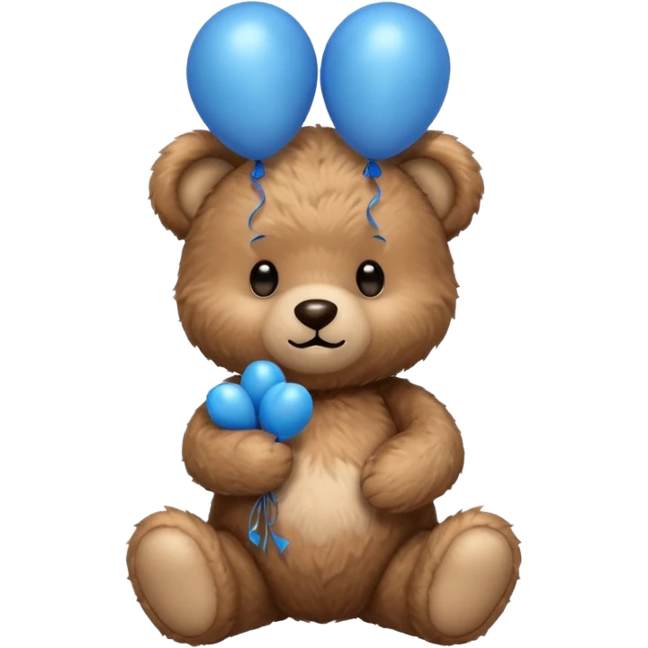 teddy bear holding balloons, birthday, cute, fluffy, semi-realistic emoji