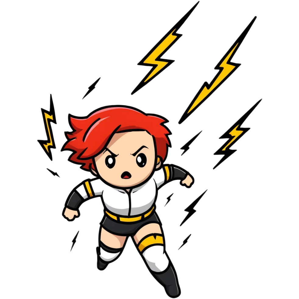 redhead girl furious with lightning bolts emoji