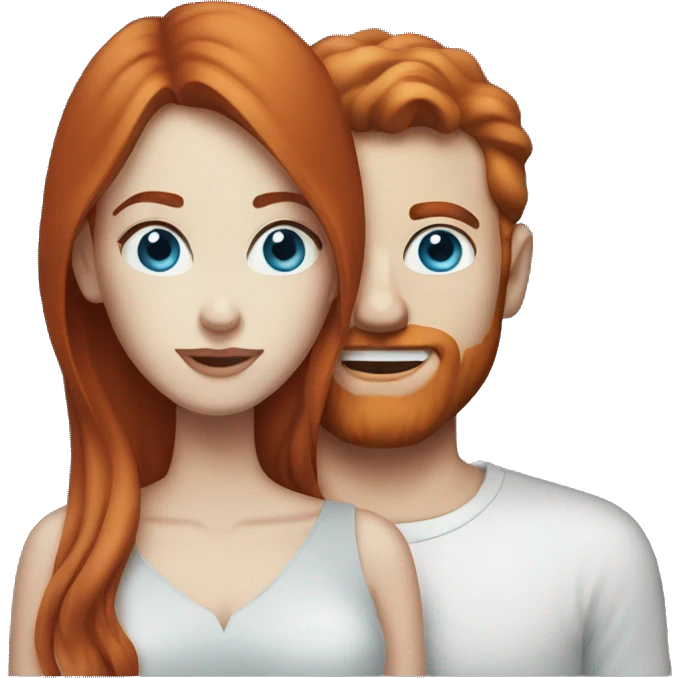 Redhead woman blue eyes with ghost boyfriend  emoji