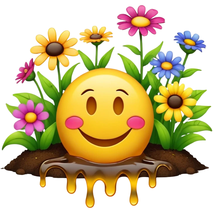 smiley melted garden flowers  emoji