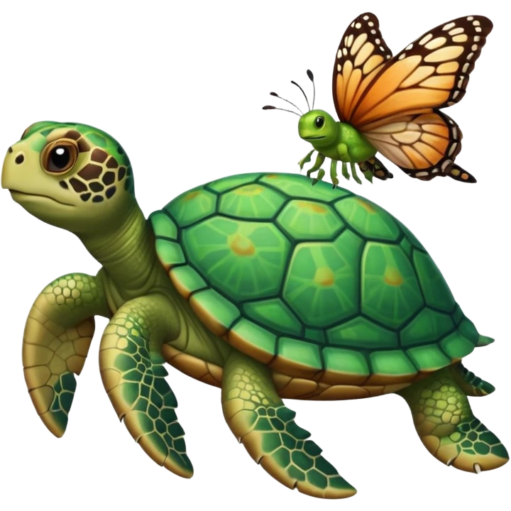 Cute turtle with butterfly  emoji