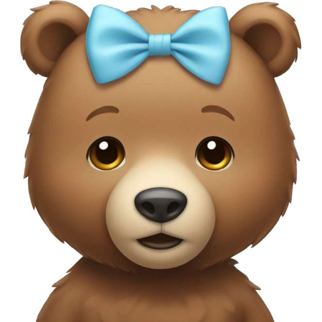  Cute brown bear wearing a light blue bow around its neck emoji