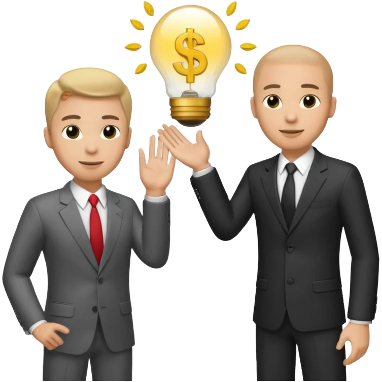 The businessman extends his hand to the side and give money to other businessman emoji