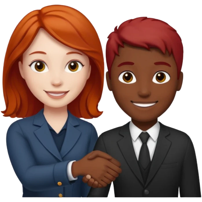 two black and redhead emoji’s handshaking  emoji