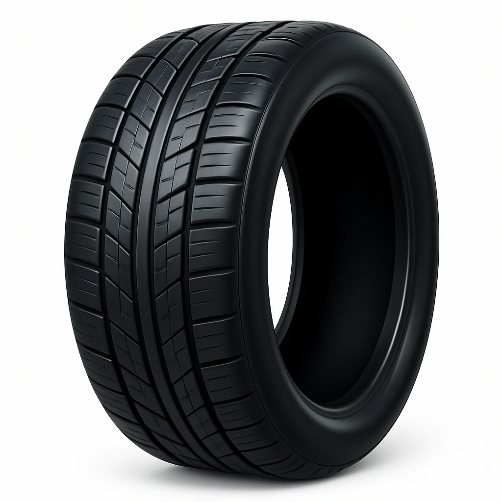 Remove the rim from the tire as shown in the reference image. Keep the iOS emoji style with 3D, shiny, smooth gradients, soft shadows, realistic tire texture, and classic emoji look unchanged. Add a glossy effect to the rubber. emoji