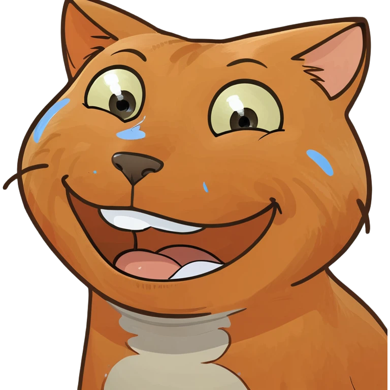 cartoon orange cat laughing with tears  emoji