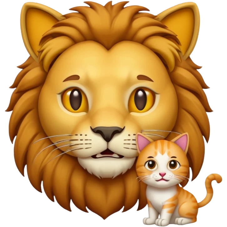 создай эмодзи лев с кошкой  emoji