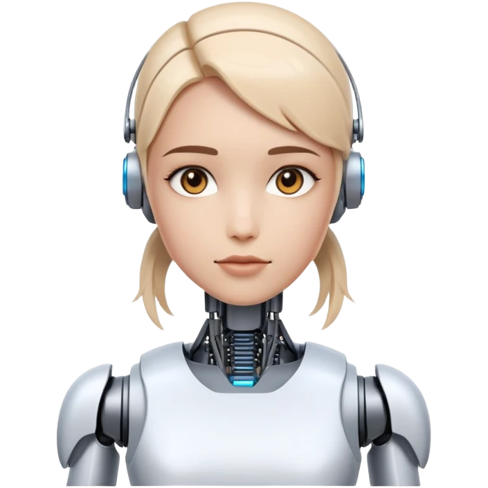 Generate an emoji of "LAINEY," an advanced AI assistant. She should look half human/half machine, like the robot in Ex Machina. emoji