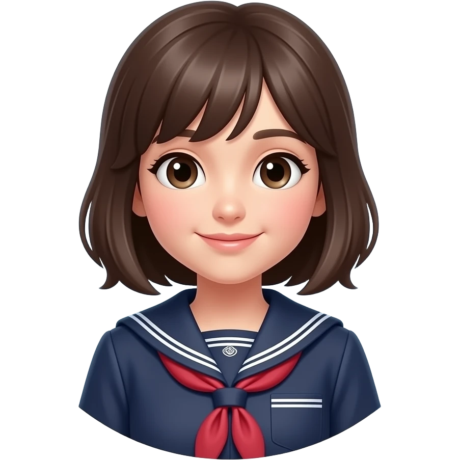 beautiful highteengirl  with school uniform and speach bubble emoji