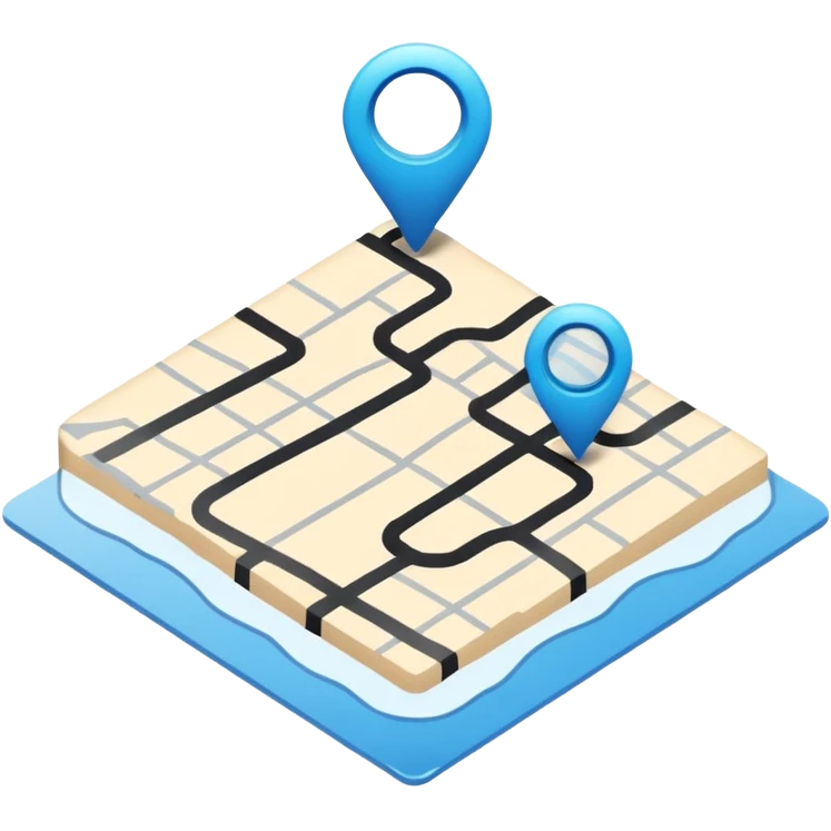 map with a highlighted route, simple and clear emoji
