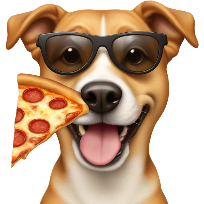 Dog with sunglasses eating pizza  emoji