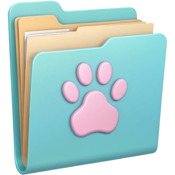 a pastel folder of documents with a pawprint on it emoji