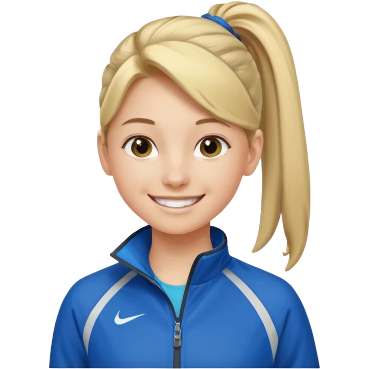 active ponytail hair teen girl in sport jacket smile happily  emoji