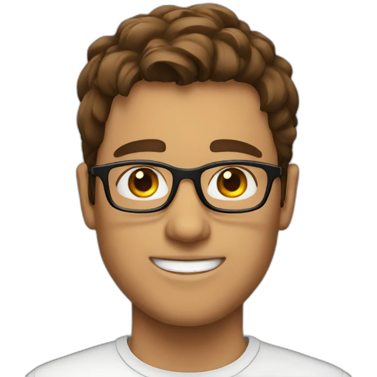 A brown hair guy with glasses emoji