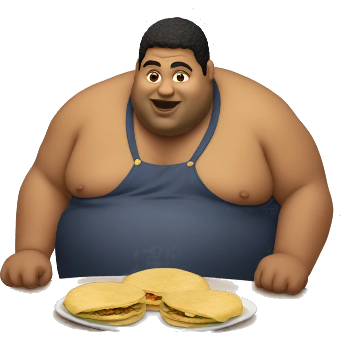 Fat guy eating Colombian Arepas emoji