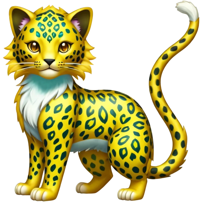 Shiny Elemental Exotic Liepard-Persian-Delcatty-Pokémon-Fakémon-hybrid-creature (full body) emoji