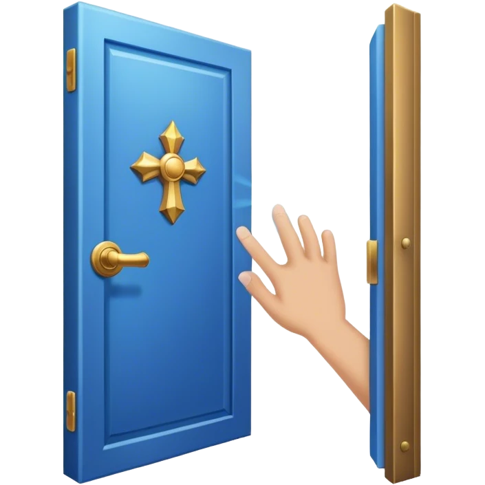 A closed door with a knuckles knocking on it. Because success isn’t about waiting—it’s about knocking until someone answers.blue power magic on knocking emoji