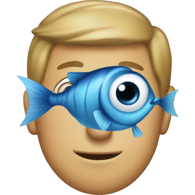 The blue fish had buttons on its eyes. emoji