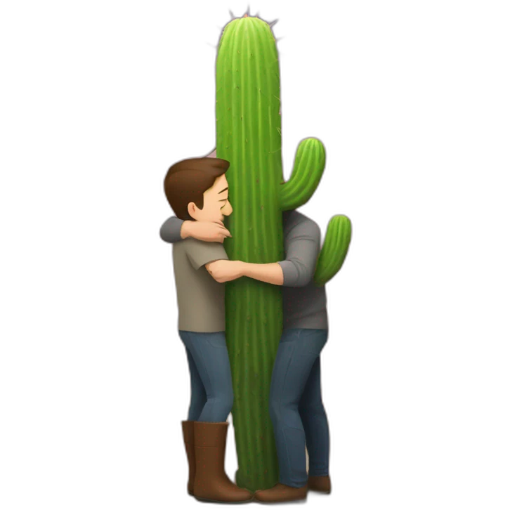 Elon musk hugging a cactus emoji