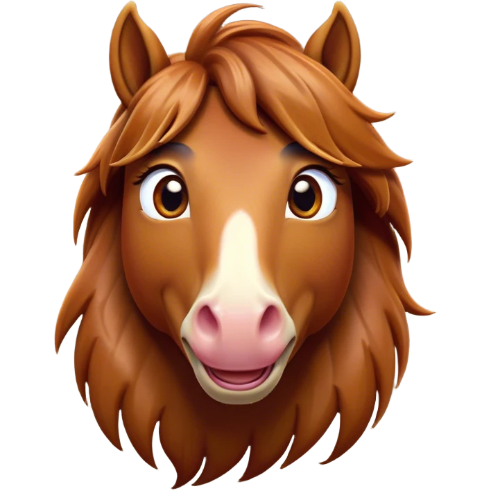 Cinematic Comical Chestnut Horse Portrait Emoji, Head tilted dramatically with an exaggeratedly amused expression, featuring a striking chestnut fur with a glossy finish and wide, expressive amber eyes filled with playful disbelief, Simplified yet hilariously expressive features, highly detailed, glowing with a slightly sassy glow, high shine, dramatic yet playful, stylized with an air of cheeky mischief, bright and endearing, soft glowing outline, capturing the essence of a spirited and over-the-top horse, so meme-worthy it feels like it could side-eye its way into internet fame instantly! emoji