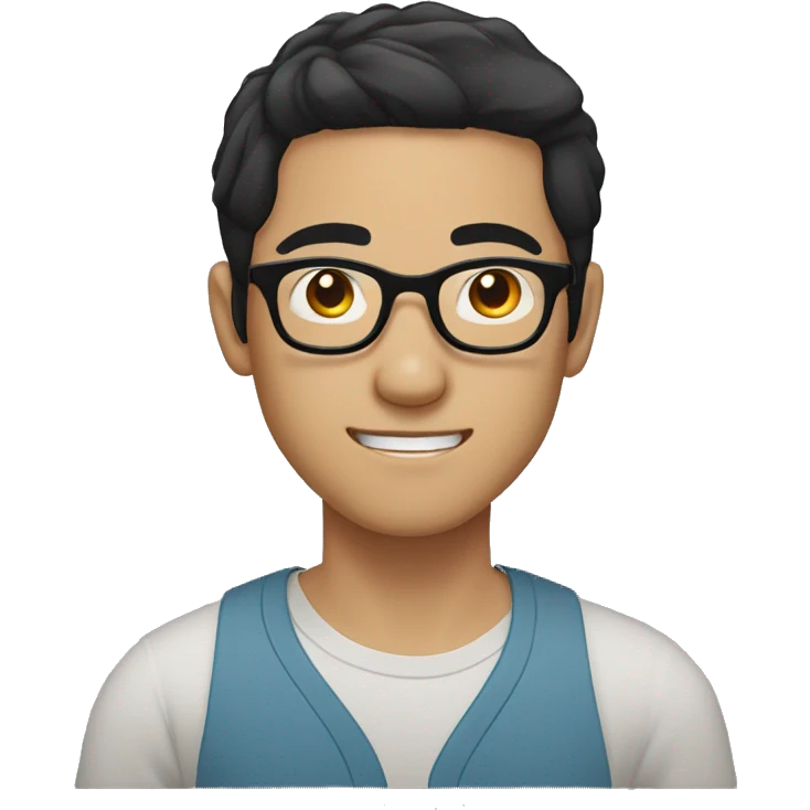Vietnamese guy with middle part black hair wearing round glasses  emoji