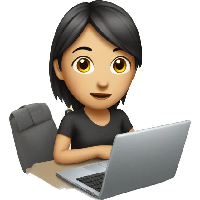 Asian girl with laptop  emoji