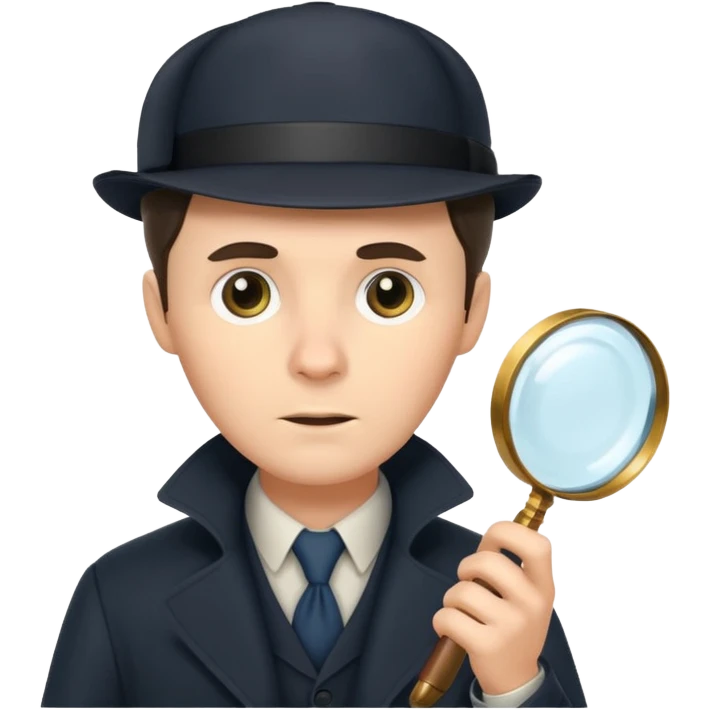 a detective film - sherloch, magnifying glass emoji