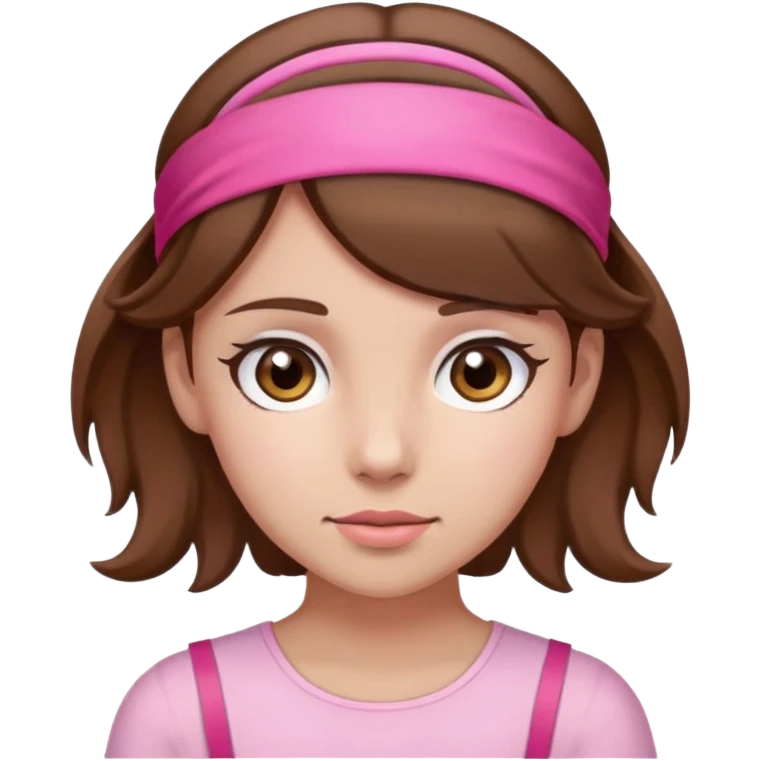 Brown hair girl brown eyes pink headband emoji