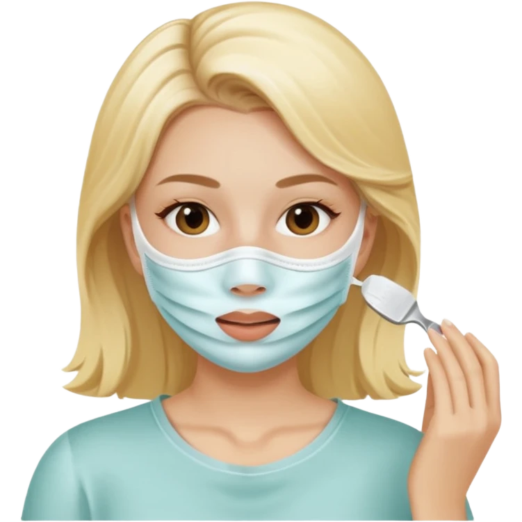 Блондинка делает маску  emoji