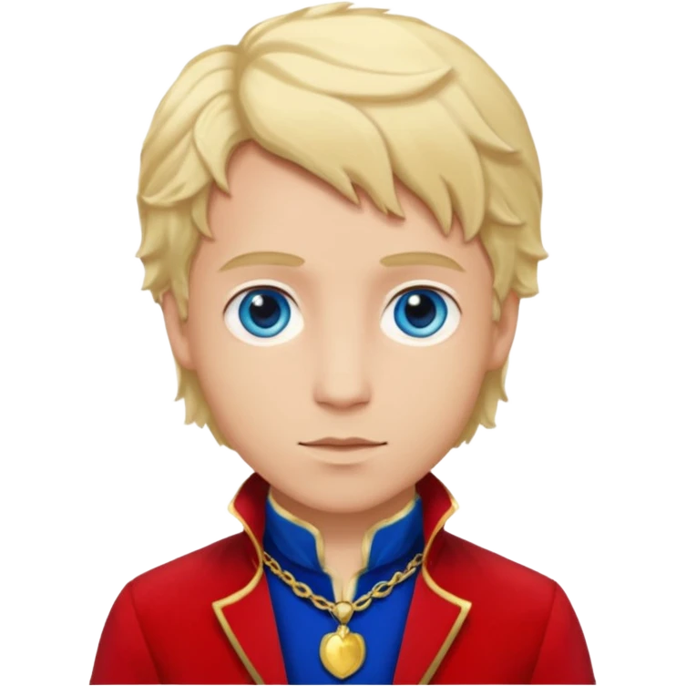 Enjolras From Les Miserables with light skin, blue eyes, Blonde Hair, red outfit emoji