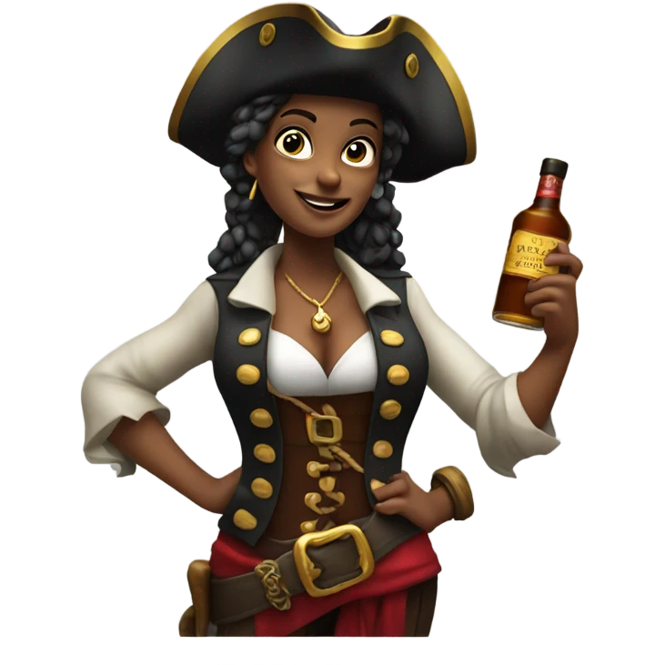 female pirate with alcohol emoji