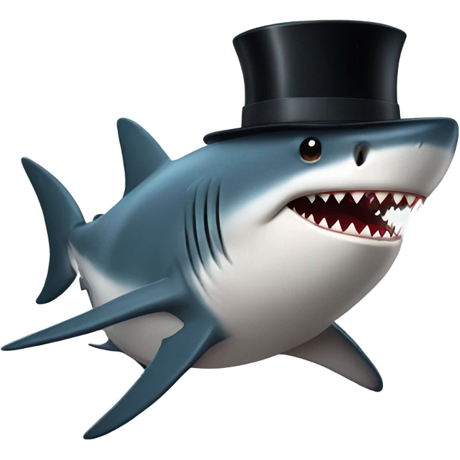 Shark with a top hat emoji