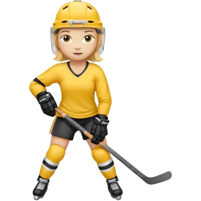 Girl hockey player with yellow jersey full body emoji