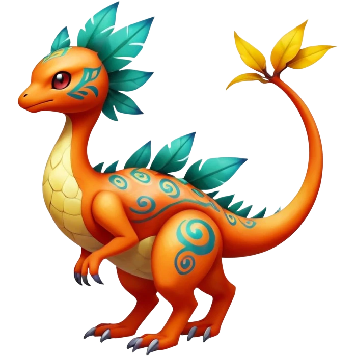 exotic fantasy-creature-Fakémon-Pokémon, full body, with markings emoji