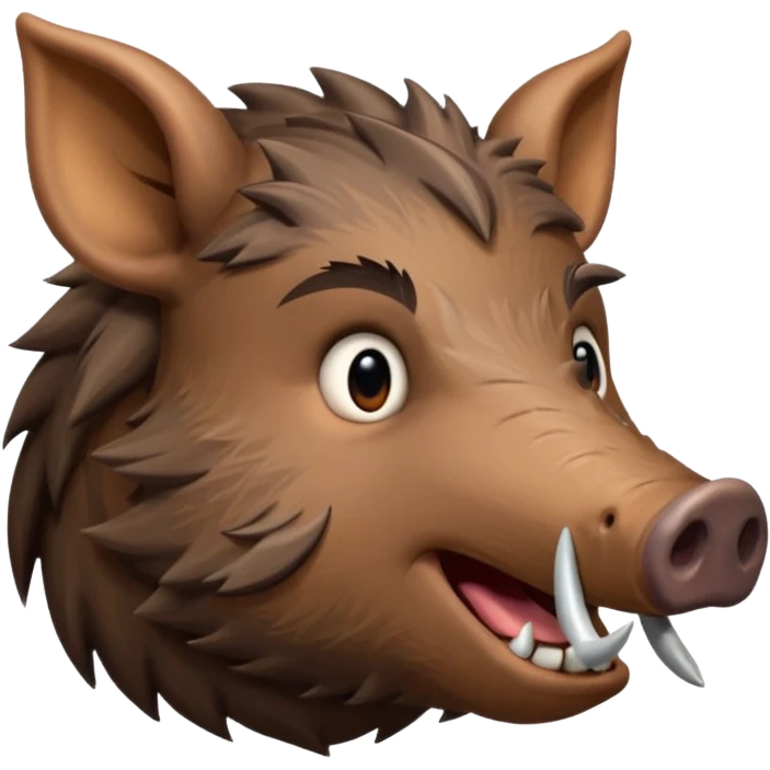 Wild boar face side view with more and more long tusks emoji realistic emoji
