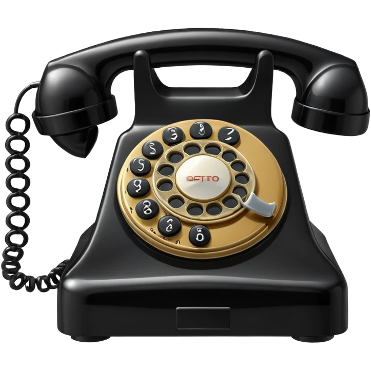 Telephone – Classic black rotary phone with cord emoji