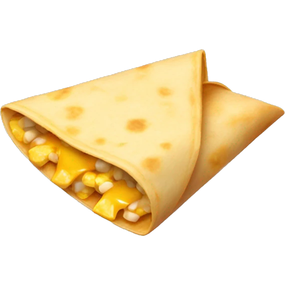 Folded tortilla with cheese and corn inside slightly visible from the edge  emoji