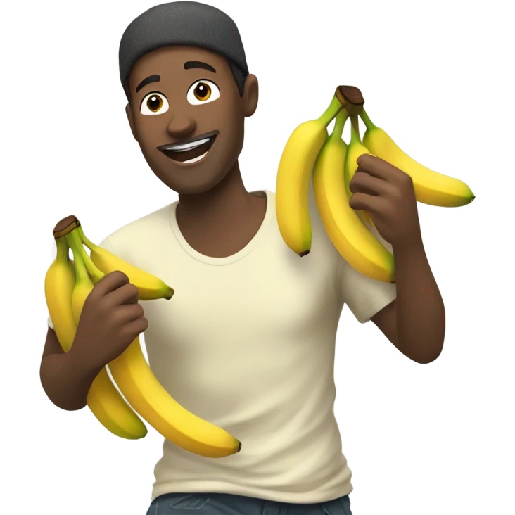 Guy running with handfuls of bananas  emoji