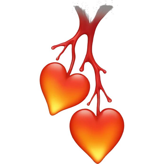 bleeding red heart shape glowing red-orange emoji