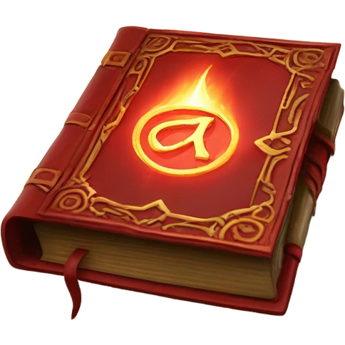 red magical elemental book emoji