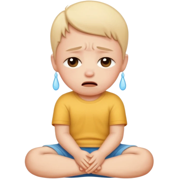 A very short person sitting and crying  emoji