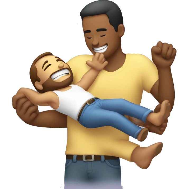 Guy tickling another guy’s abdomen. emoji