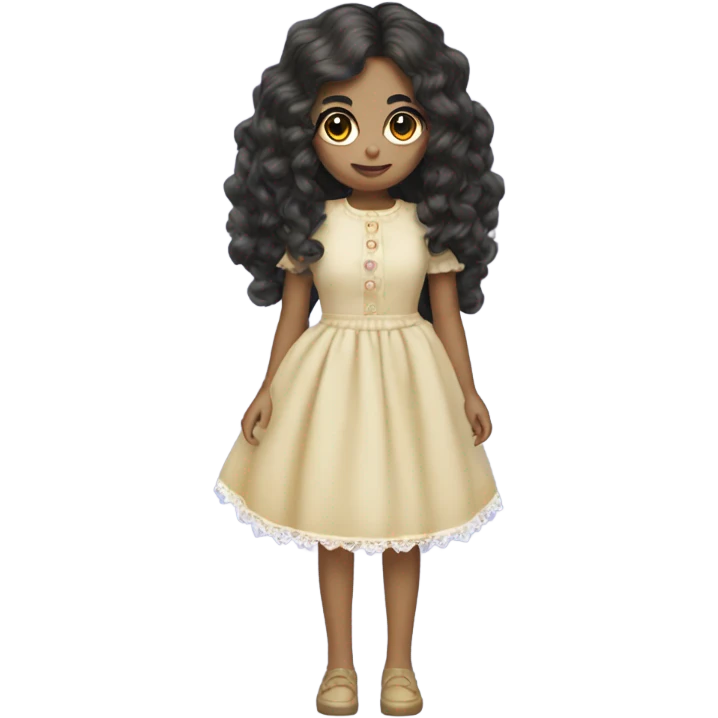 cute girly haunted doll pretty button eyes olive skin emoji