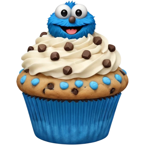 Happy Cookie Monster cupcake  emoji