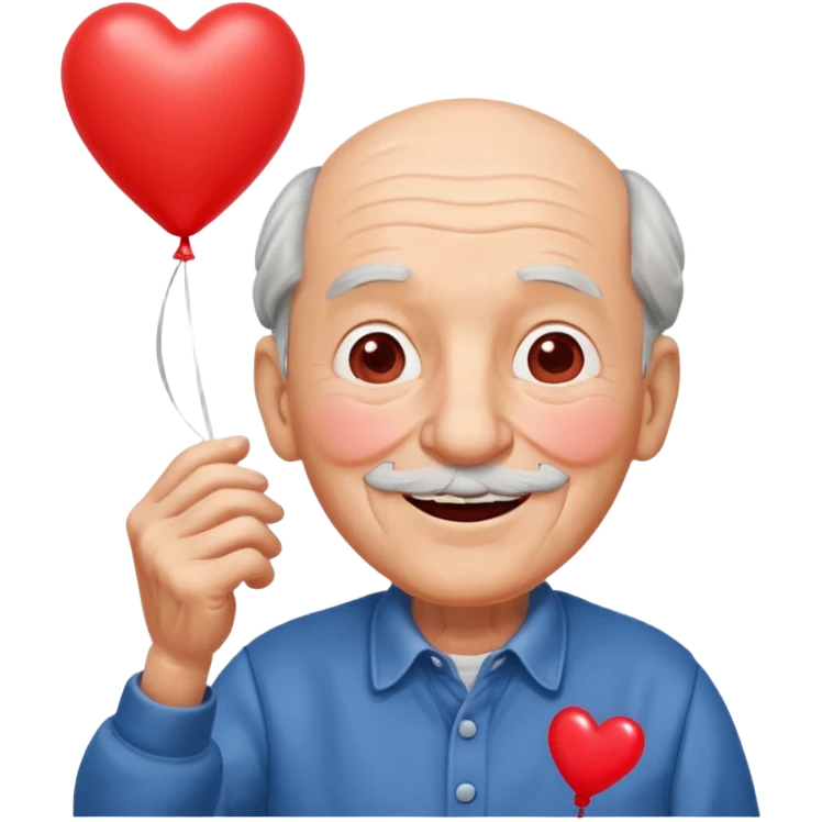 Grandpa floating with heart balloon emoji