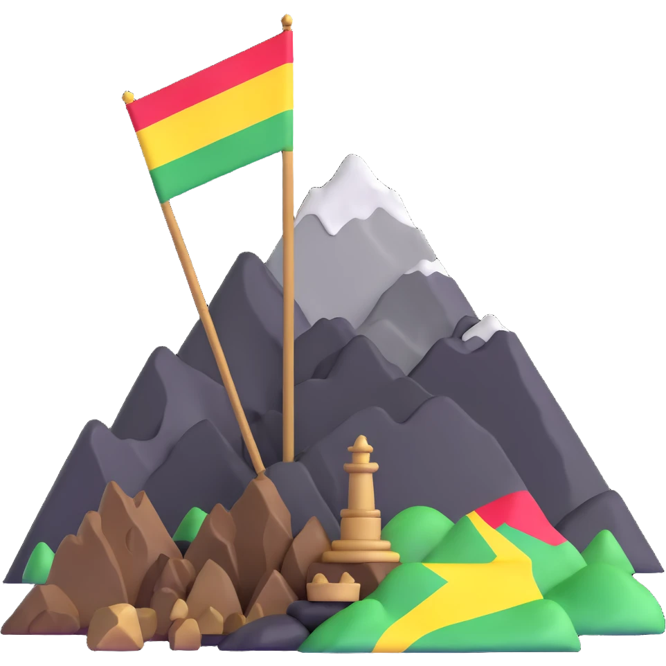 Mountain with Kurdish flag and ancient artifacts emoji