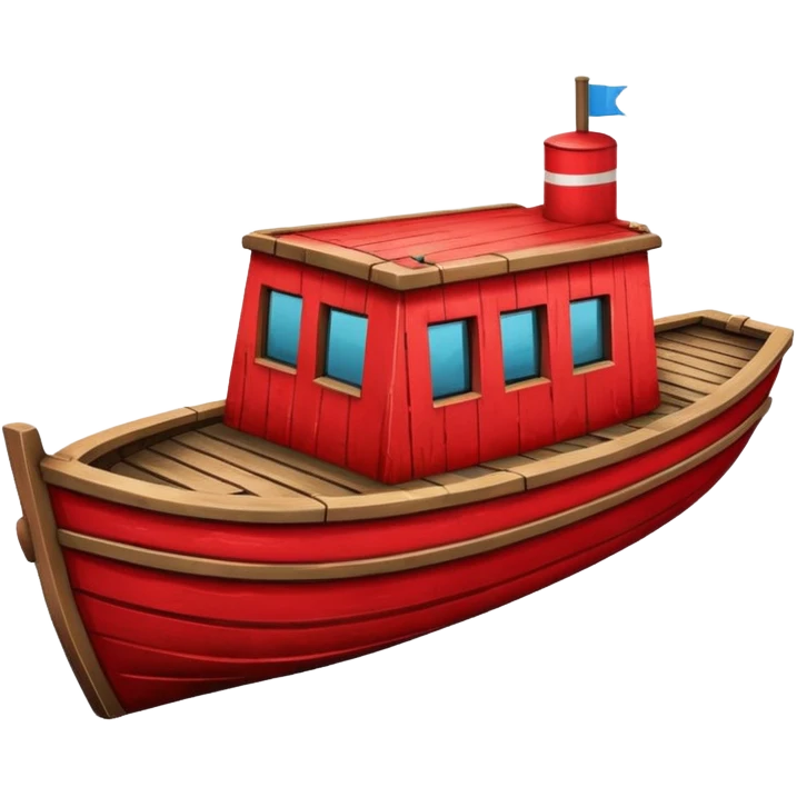 red boat in cartoon  emoji