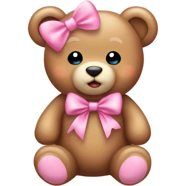 teddy bear wear pink bow cute coquette  emoji